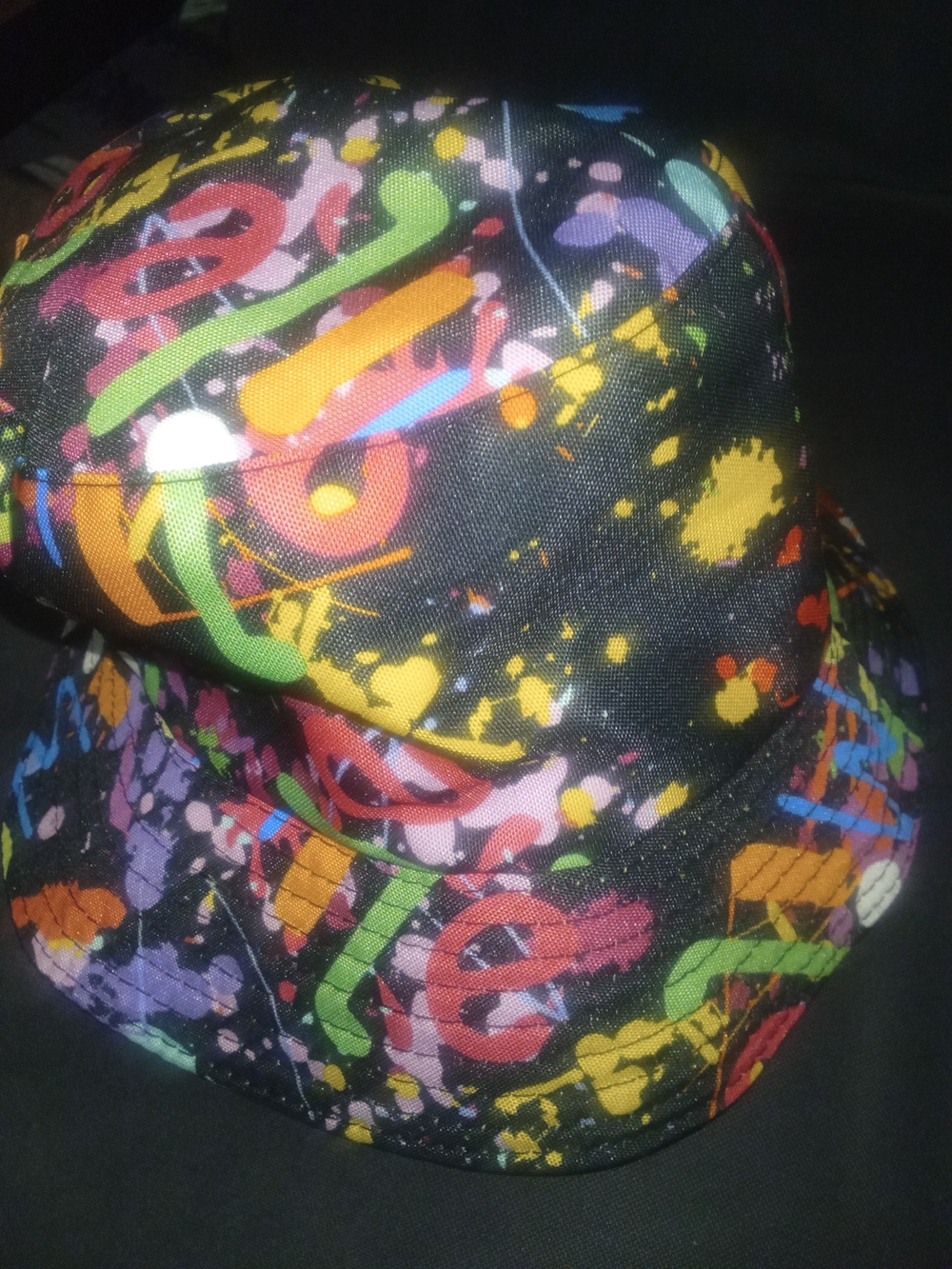 Men's Black Bucket Hat with Multicolor Paint-Splash Print